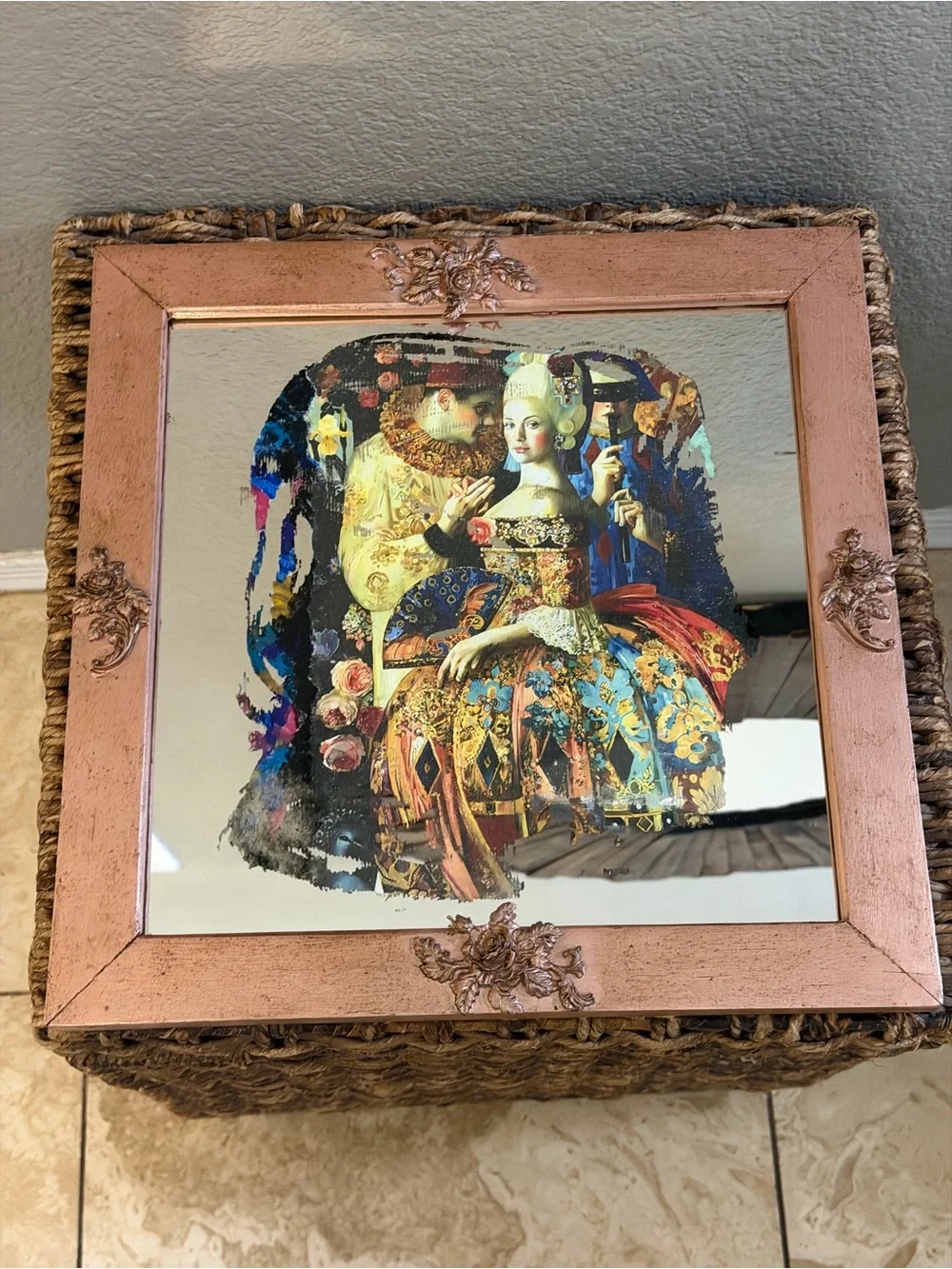 Dance or Commedia dell'arte by Russian Artist Olga Suvorova Hand Crafted Mirro